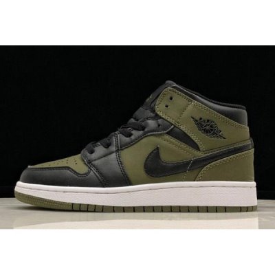 Nike Bayan Air Jordan 1 Mid Gs Zeytin Yeşili / Siyah Basketbol Ayakkabısı Türkiye - FYAYX3YT